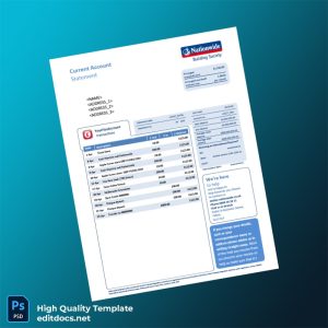 UK Nationwide Current Account Statement Template in Word and PDF formats