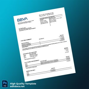 USA BBVA Checking Account Statement Template in Word and PDF formats