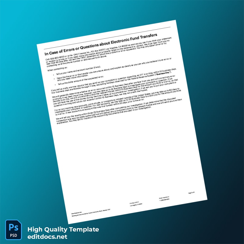 USA Bank Statement Template in Word and PDF formats page 5