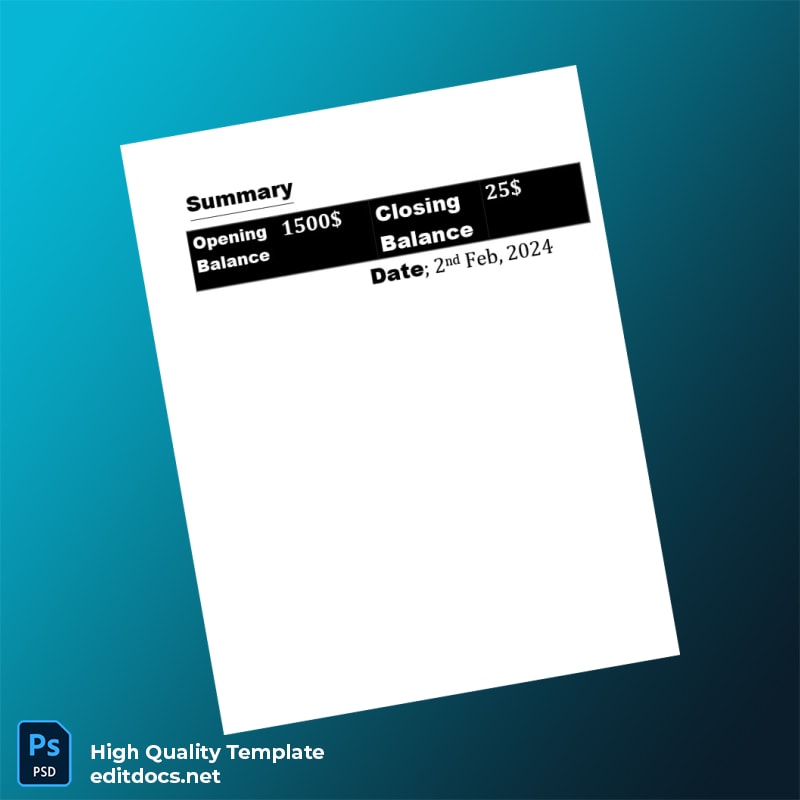 USA Bank of America Bank Account Statement Template in Word and PDF formats page 3