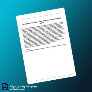 USA Bank of America Bank Statement Template in Word and PDF formats