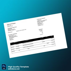 USA Bank of Domino Account Statement Template in Word and PDF formats