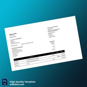 USA Bank of Us Bank Statement Template in Word and PDF formats