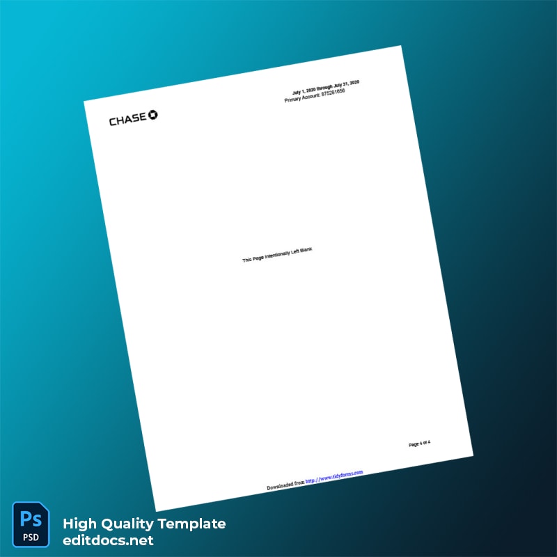 USA Chase Bank Account Statement Template in Word and PDF formats page 4