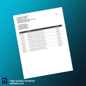 USA Commerce Trust Bank Statement Template in Word and PDF formats