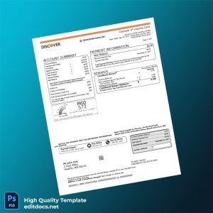 USA Discover Bank Statement Template in Word and PDF formats