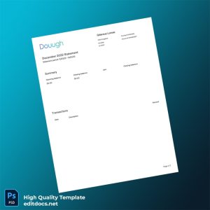 USA Dough Bank Account Statement Template in Word and PDF formats