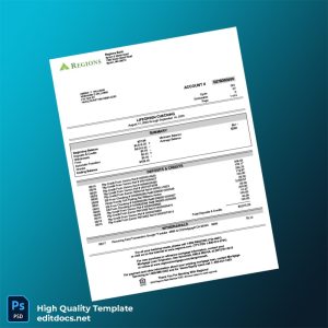 USA Regiones Bank Statement Template in Word and PDF formats