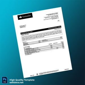 USA Santander Bank Statement Template in Word and PDF formats