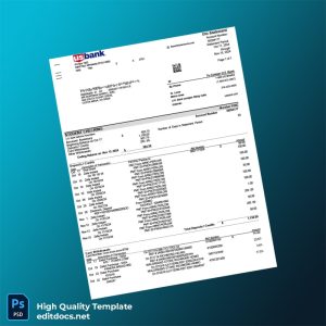 USA U S Bank Account Statement Template in Word and PDF formats
