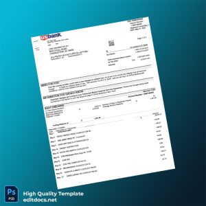 USA U S Bank Bank Statement Template in Word and PDF formats