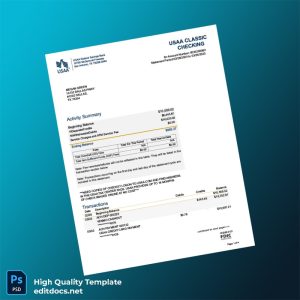 USA USAA Federal Savings Bank Account Statement Template in Word and PDF formats