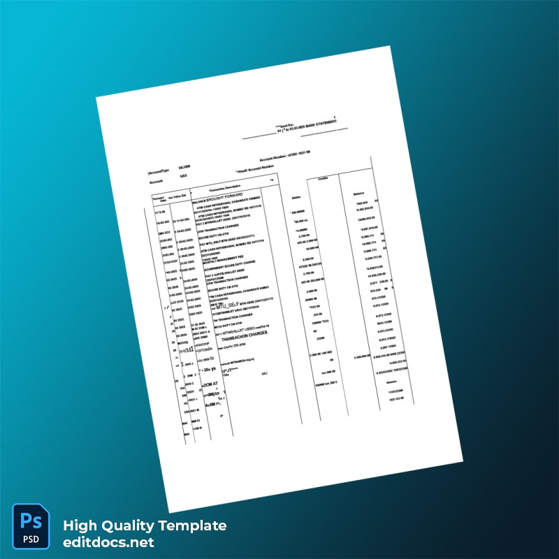 Uganda Stanbic Bank Statement Template in Word and PDF formats page 2