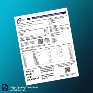 United States Bank Statement Template in Word and PDF formats